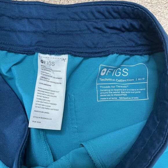 Figs Zamora Jogger Scrub Pants Medium Petite Blue Nurse Medical Career Stretch - Picture 2 of 5